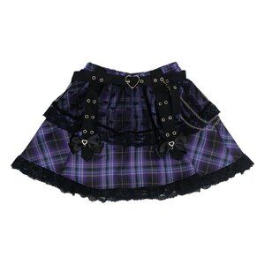 Love Punk Purple Plaid Lolita Mini Skirt
